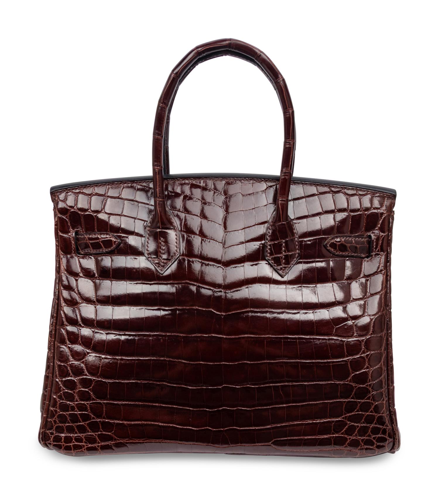 HERMÈS, BIRKIN 30 IN SHINY BROWN CROCODILE