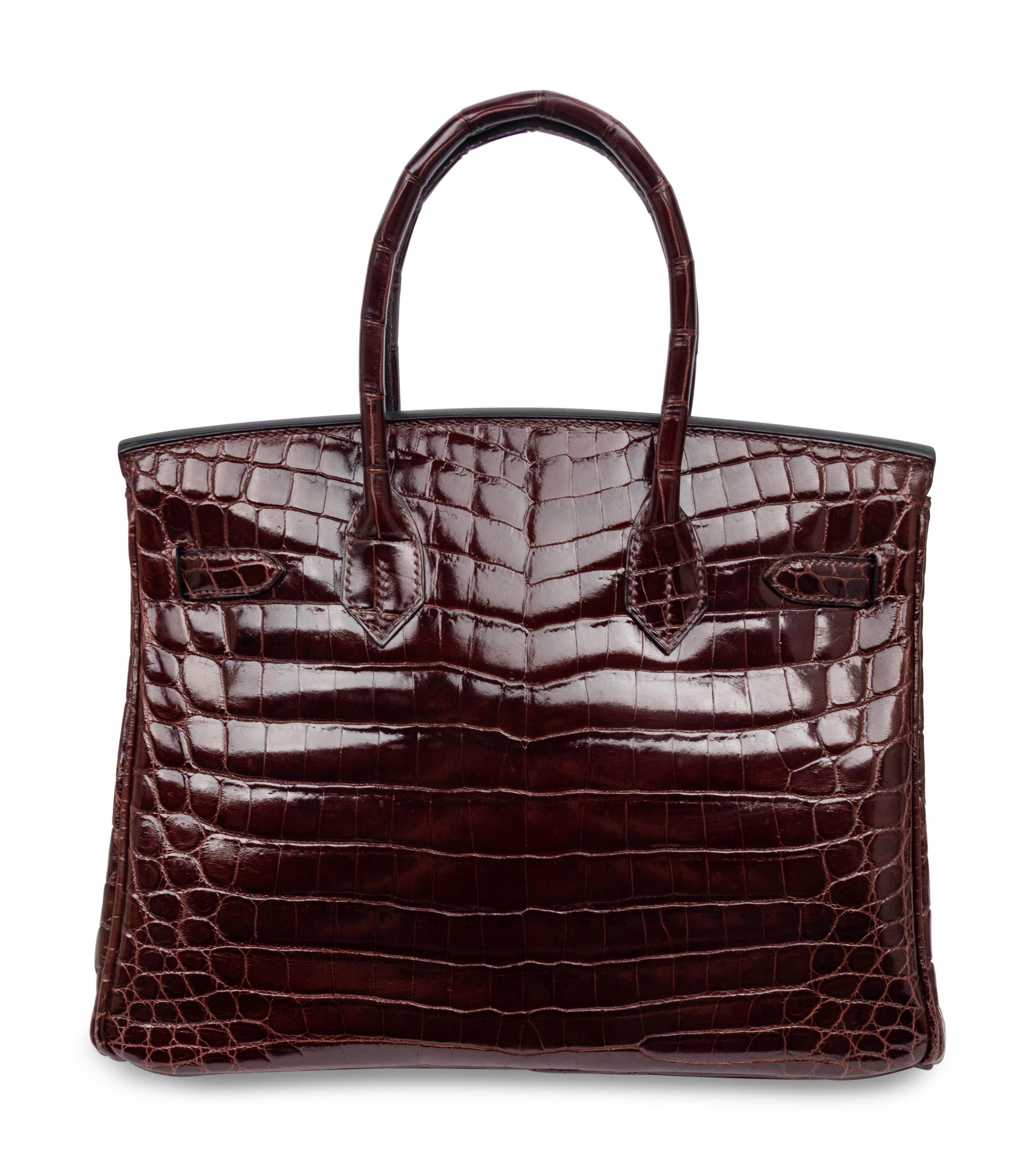 HERMÈS, BIRKIN 30 IN SHINY BROWN CROCODILE