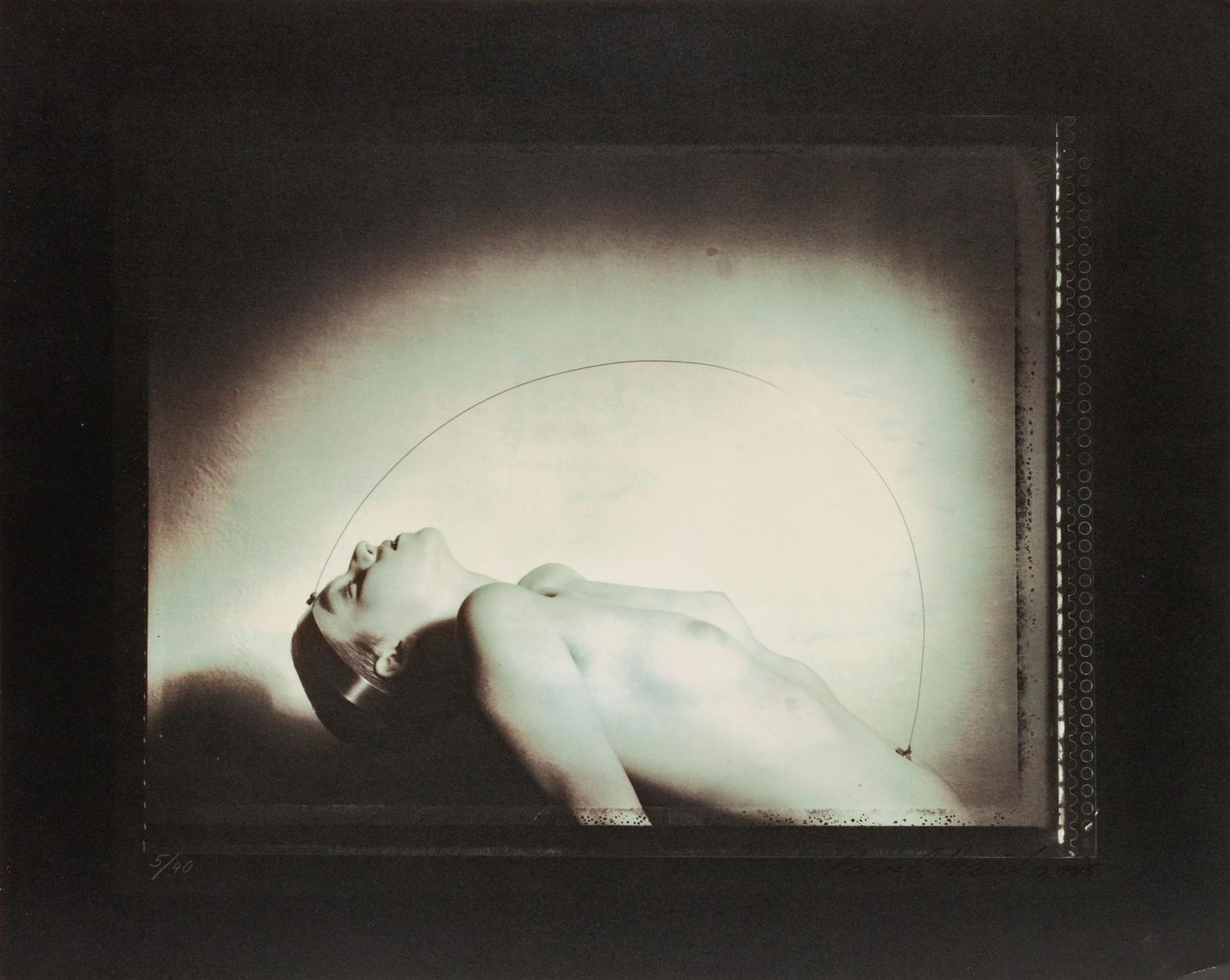 A group of four photographs ( Portrait with Metal Bar , 1984; Nude with Metal Arch , 1985; Touching , 1986; Untitled , 1985)