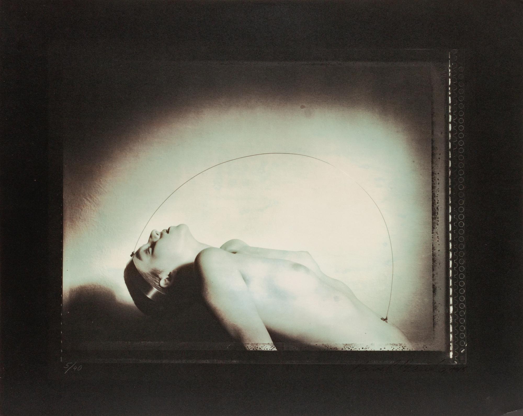 A group of four photographs ( Portrait with Metal Bar , 1984; Nude with Metal Arch , 1985; Touching , 1986; Untitled , 1985)