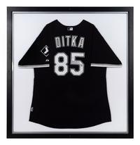 A Mike Ditka Chicago White Sox Signed and Worn Ceremonial Baseball Jersey Presentation Formerly Displayed at Mike Ditka's Restaurant