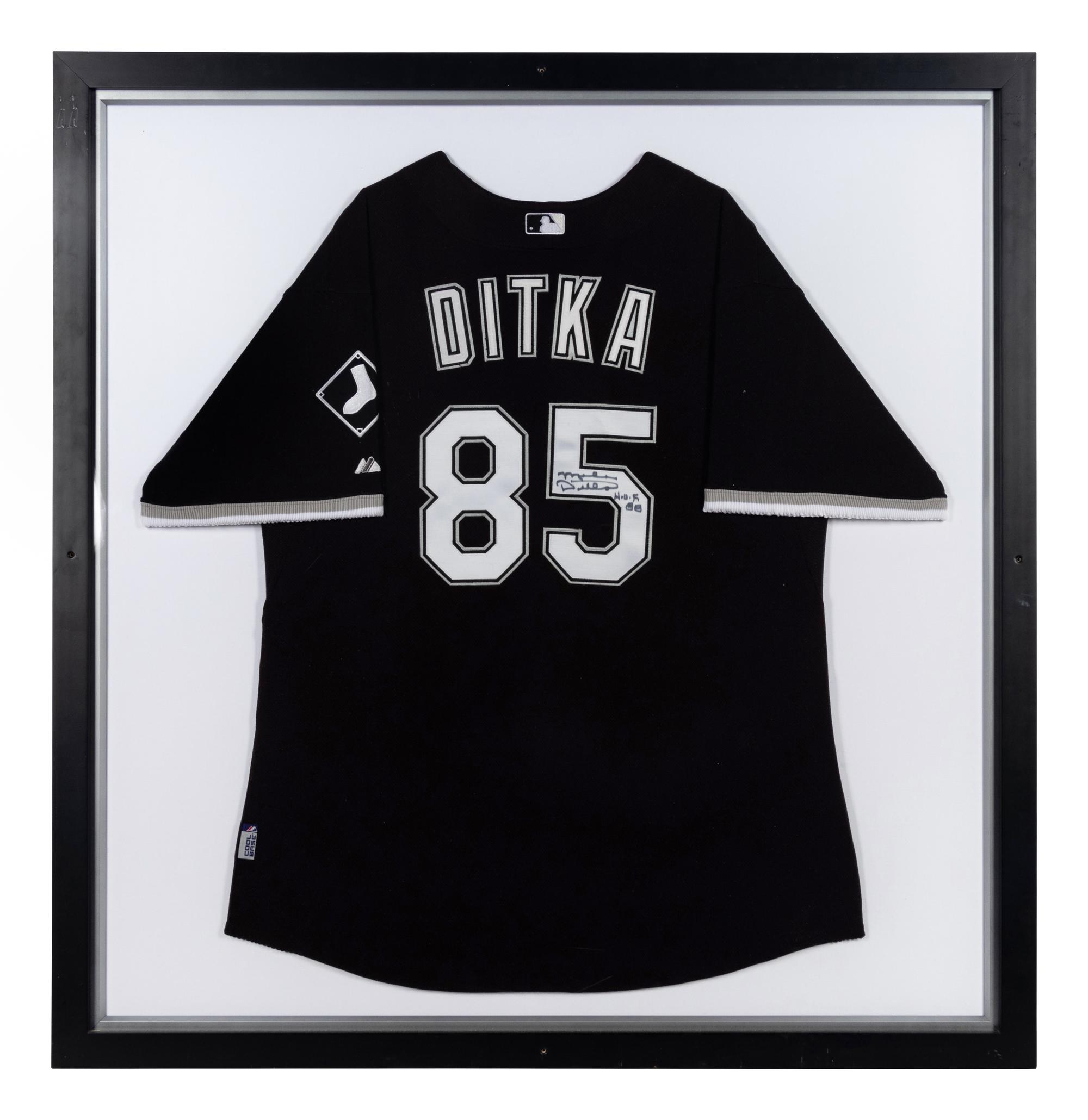 A Mike Ditka Chicago White Sox Signed and Worn Ceremonial Baseball Jersey Presentation Formerly Displayed at Mike Ditka's Restaurant