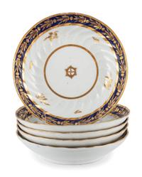 An English Gilt and Cobalt Decorated Porcelain Tea Service