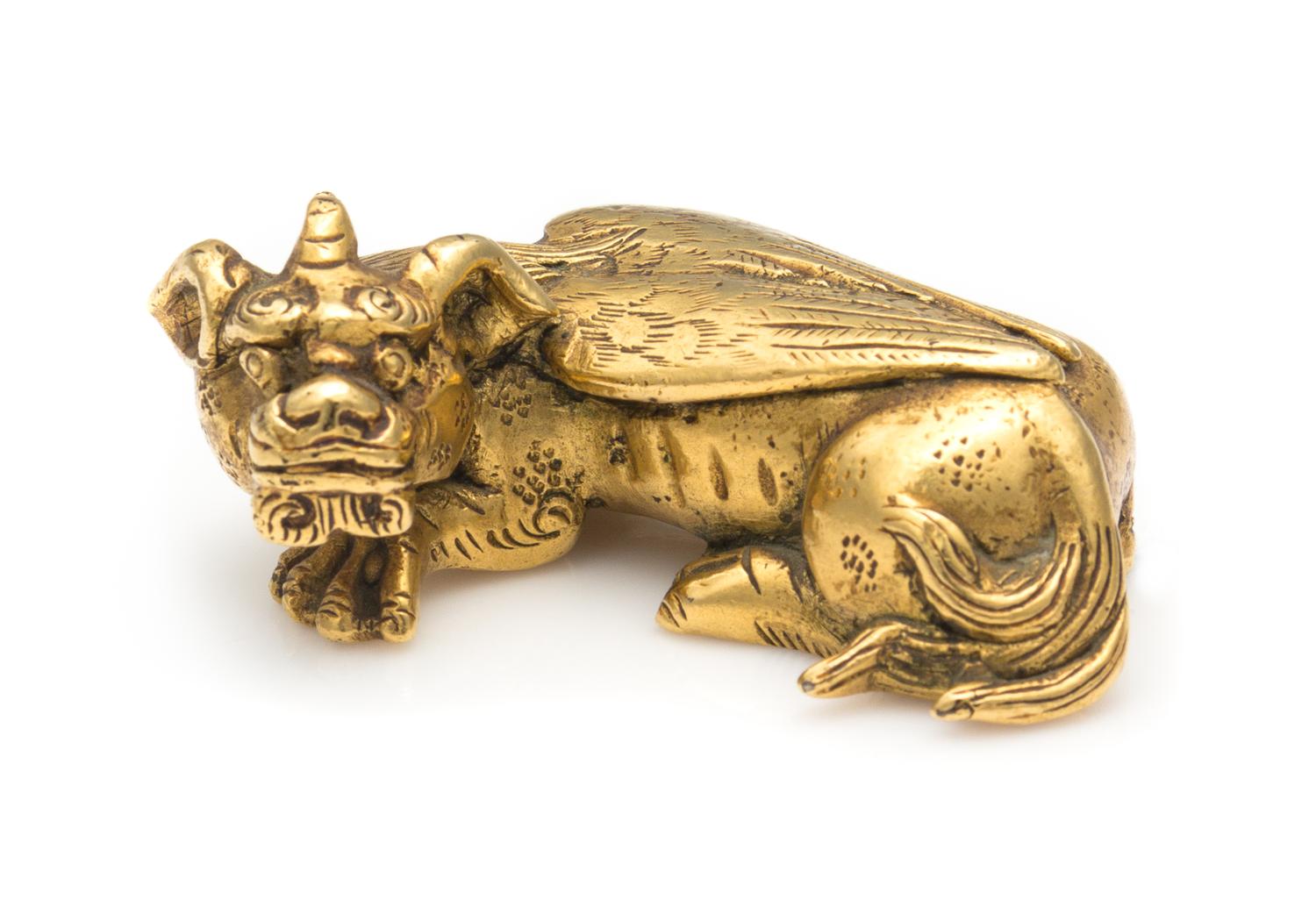 A Chinese Gilt Bronze Figure Width 2 inches. — 19TH CENTURY