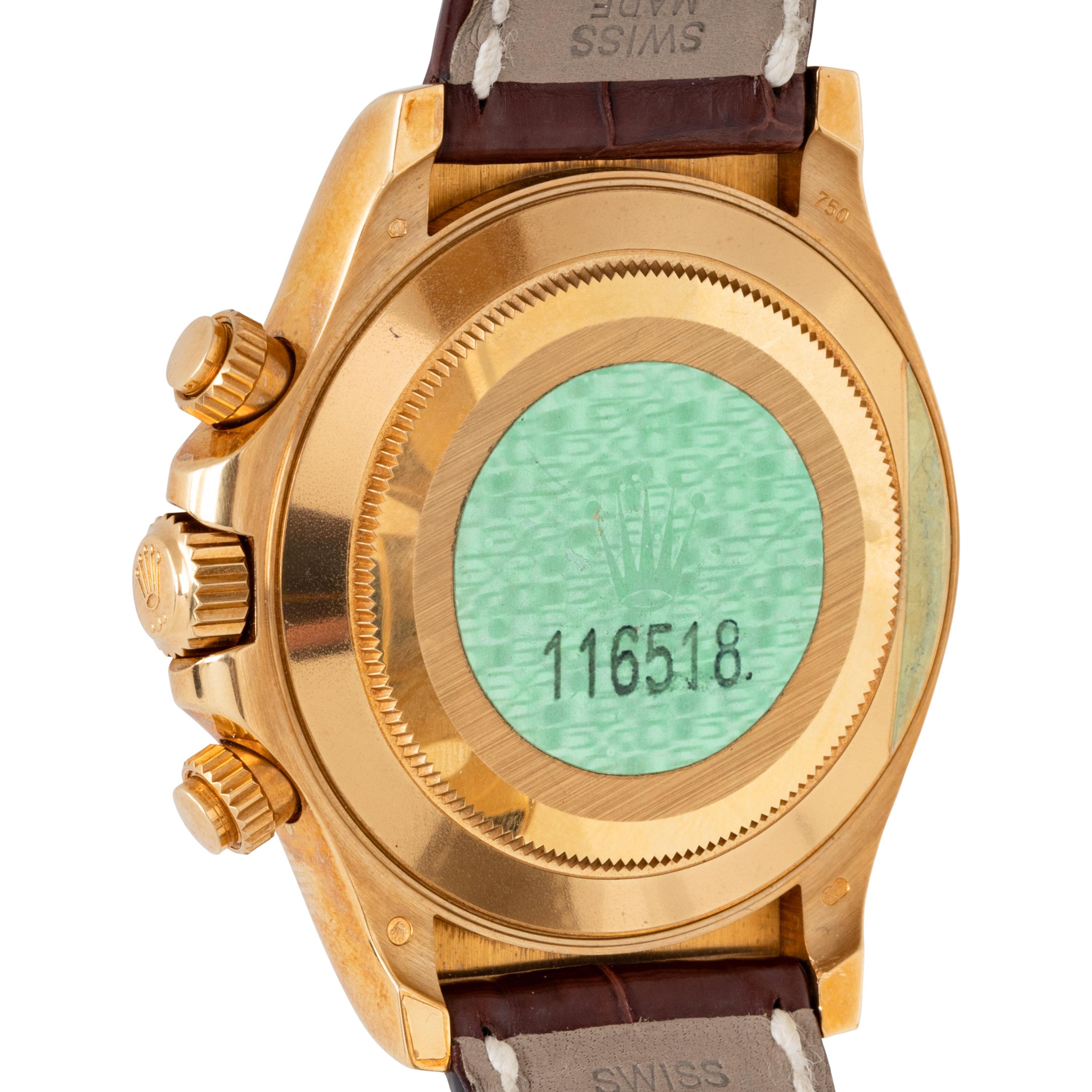 ROLEX, REF. 116518 18K YELLOW GOLD 'DAYTONA' WATCH, BOX & PAPERS
