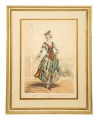 A Set of Six Framed Hand-Colored Costume Engravings