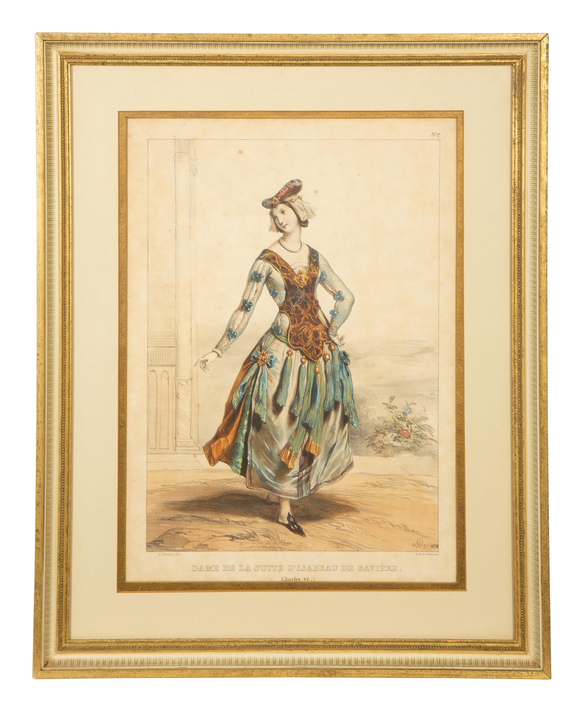 A Set of Six Framed Hand-Colored Costume Engravings