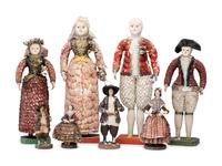 Eight Victorian Shellwork Figures