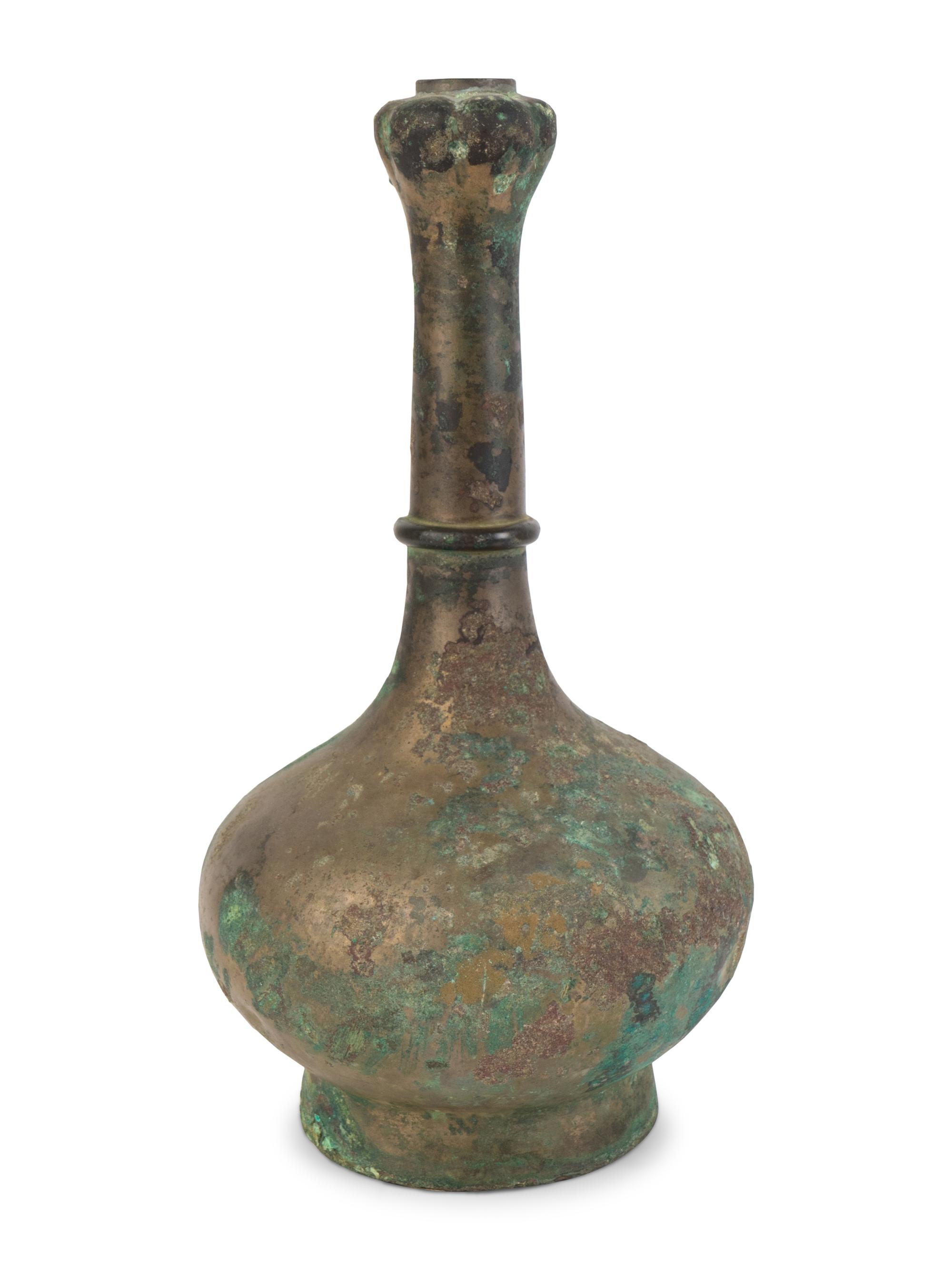 A Chinese Garlic Bulb-Form Bronze Wine Vessel — HAN DYNASTY