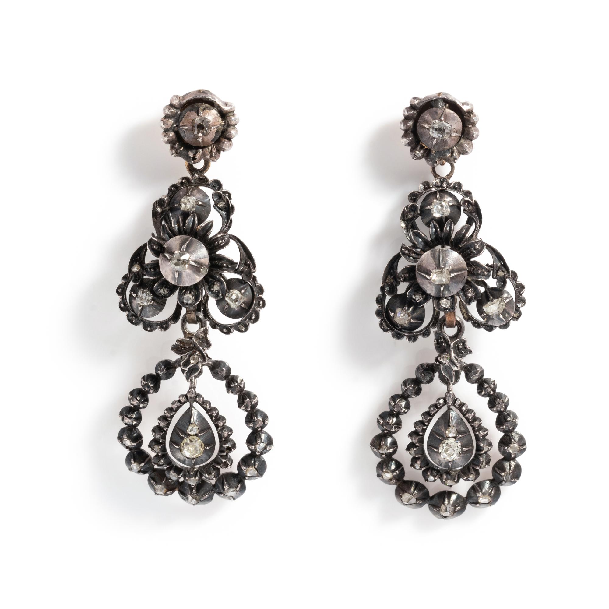 GEORGIAN, CONVERTIBLE DIAMOND EARRINGS
