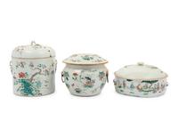 Three Chinese Famille Rose Covered Vessels