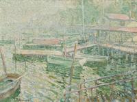 Ernest Lawson, (American/Canadian, 1873-1939), Boats in a Harbor