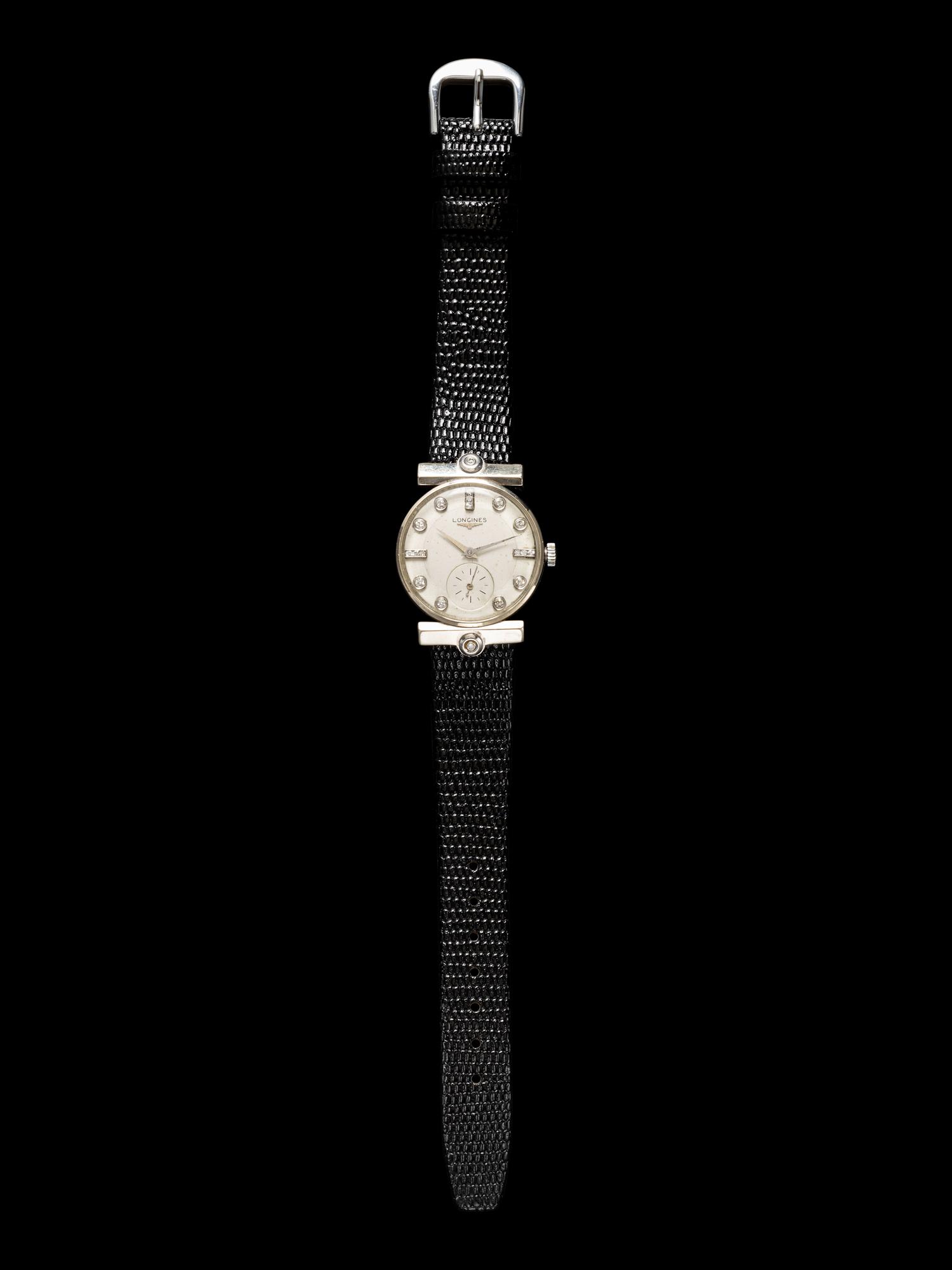 LONGINES, 14K WHITE GOLD AND DIAMOND WATCH