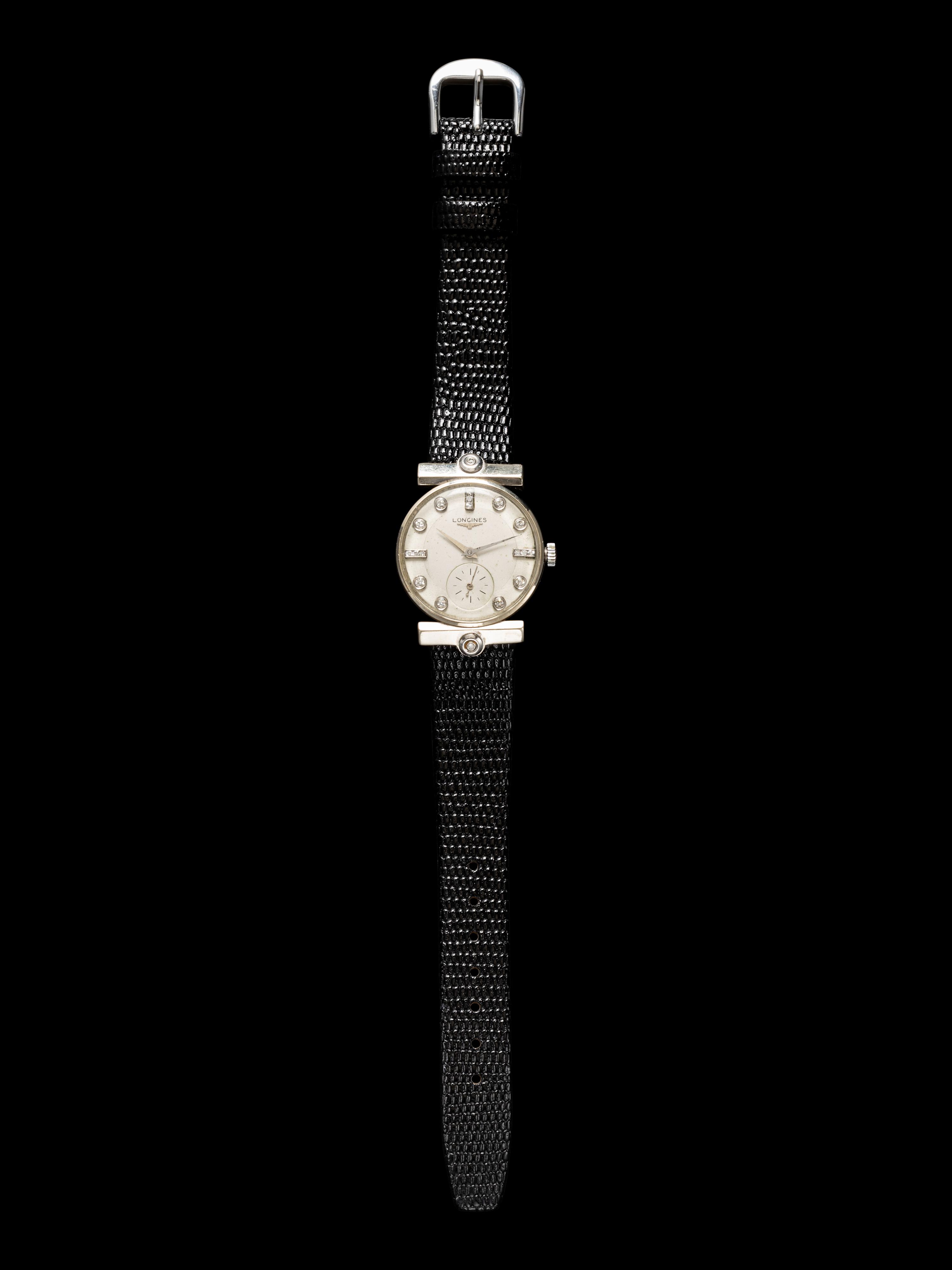 LONGINES, 14K WHITE GOLD AND DIAMOND WATCH
