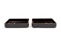 A Pair of Japanese Gilt and Black Lacquer Rectangular Trays
