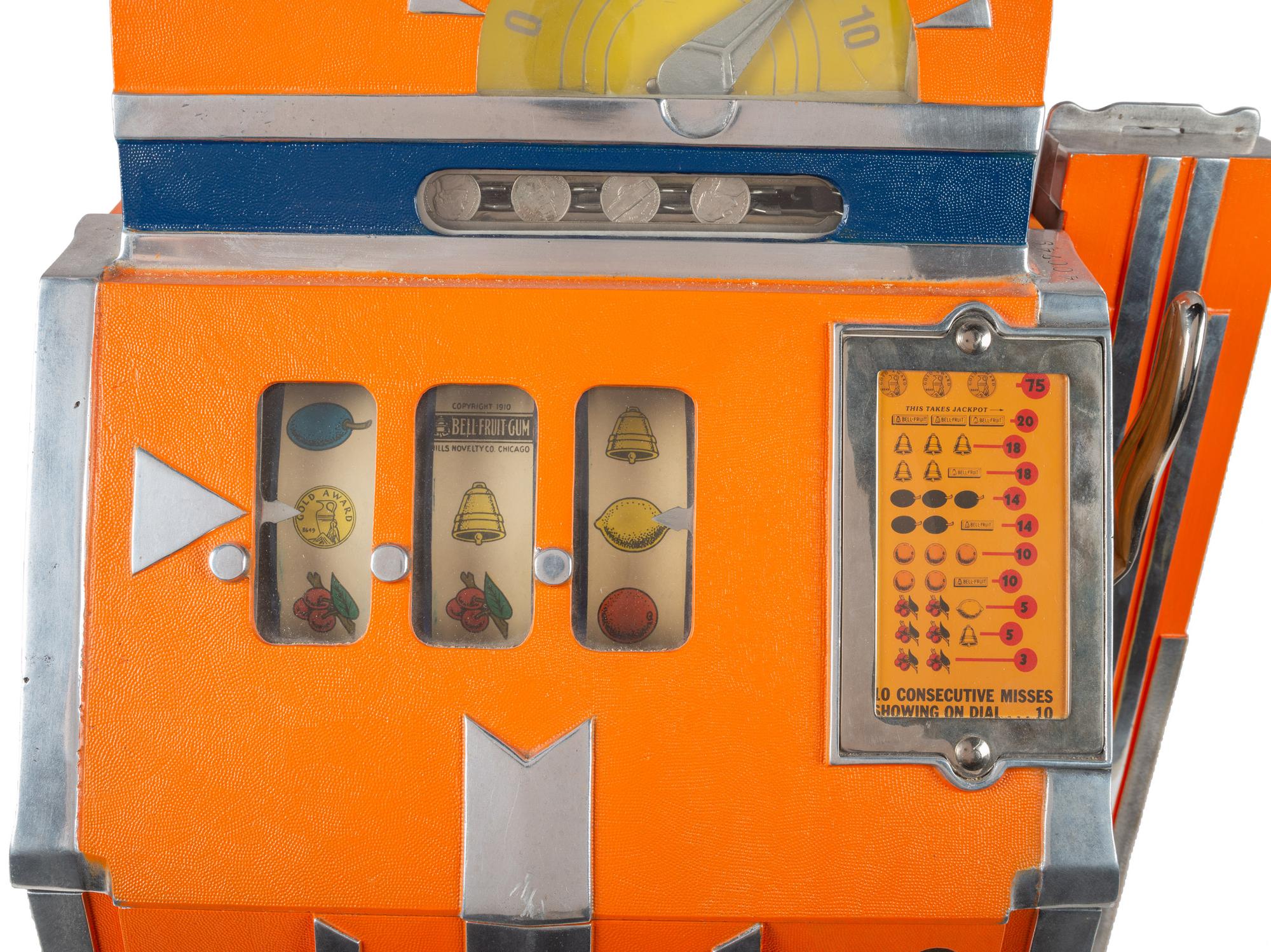 A Mills 5 Cent Bell Fruit Gum Slot Machine