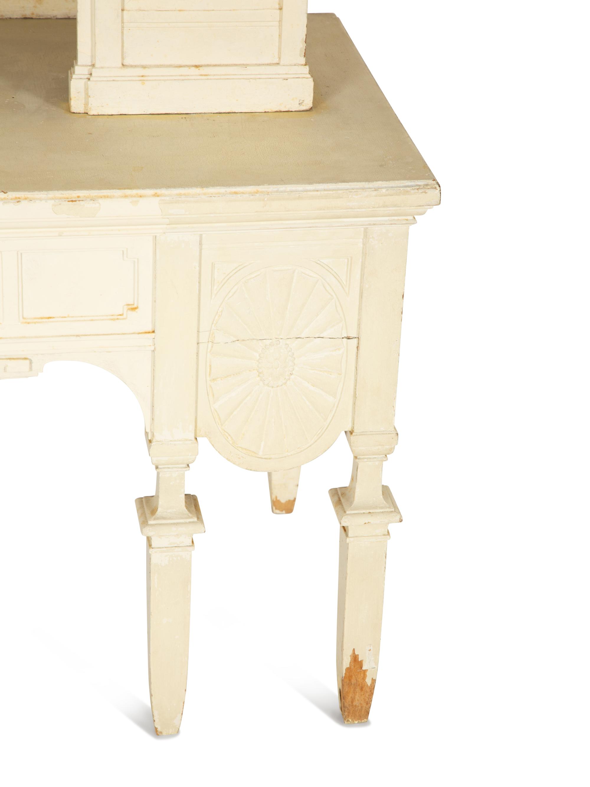 A Continental White Painted Cabinet on Marble Top Base — Late 19th Century