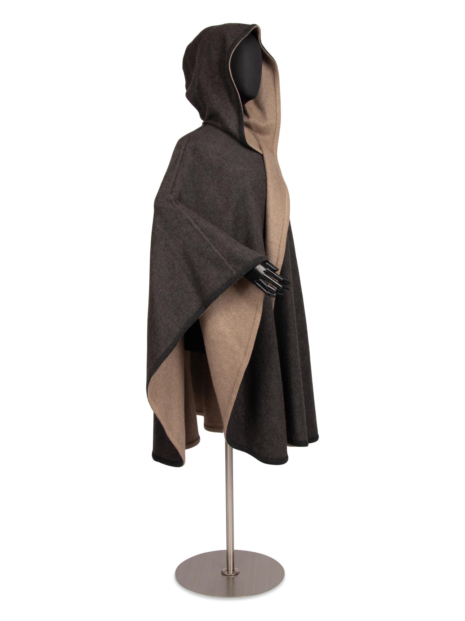Loro Piana Grey and Tan Cashmere Cape