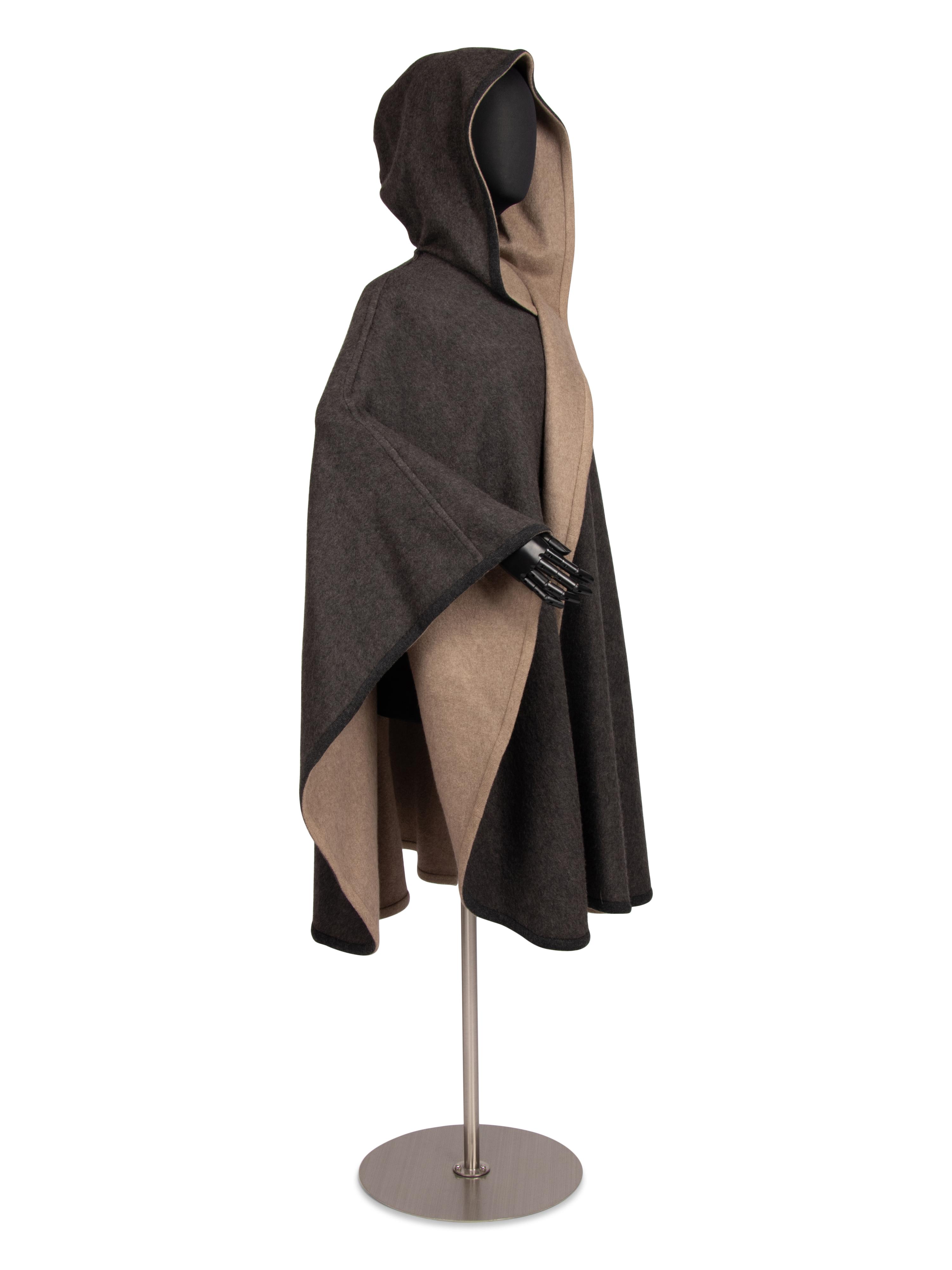 Loro Piana Grey and Tan Cashmere Cape