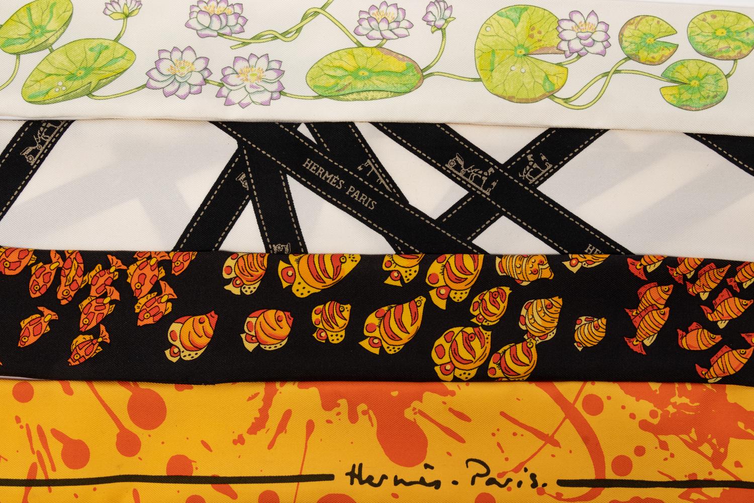 Four Hermès Silk Twillies with Box