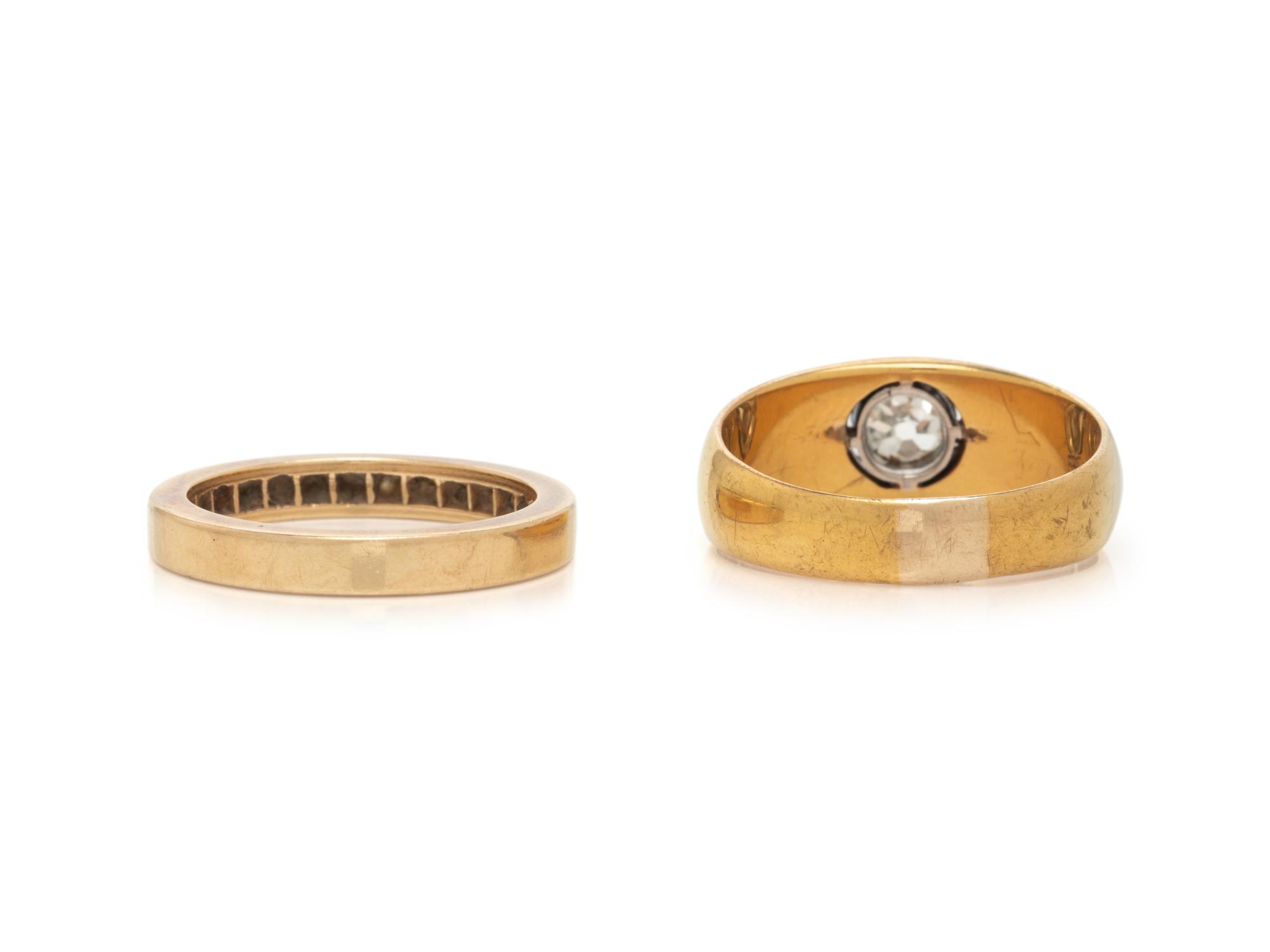 COLLECTION OF DIAMOND AND YELLOW GOLD RINGS