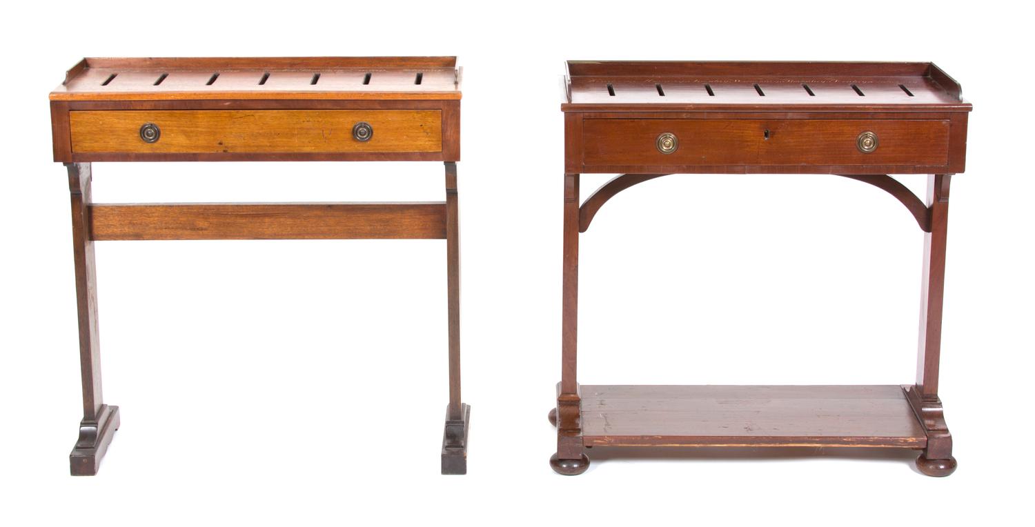 Two William IV Mahogany Receipt Tables Height 30 3/4 x width 30 x depth 12 inches. — 19TH CENTURY