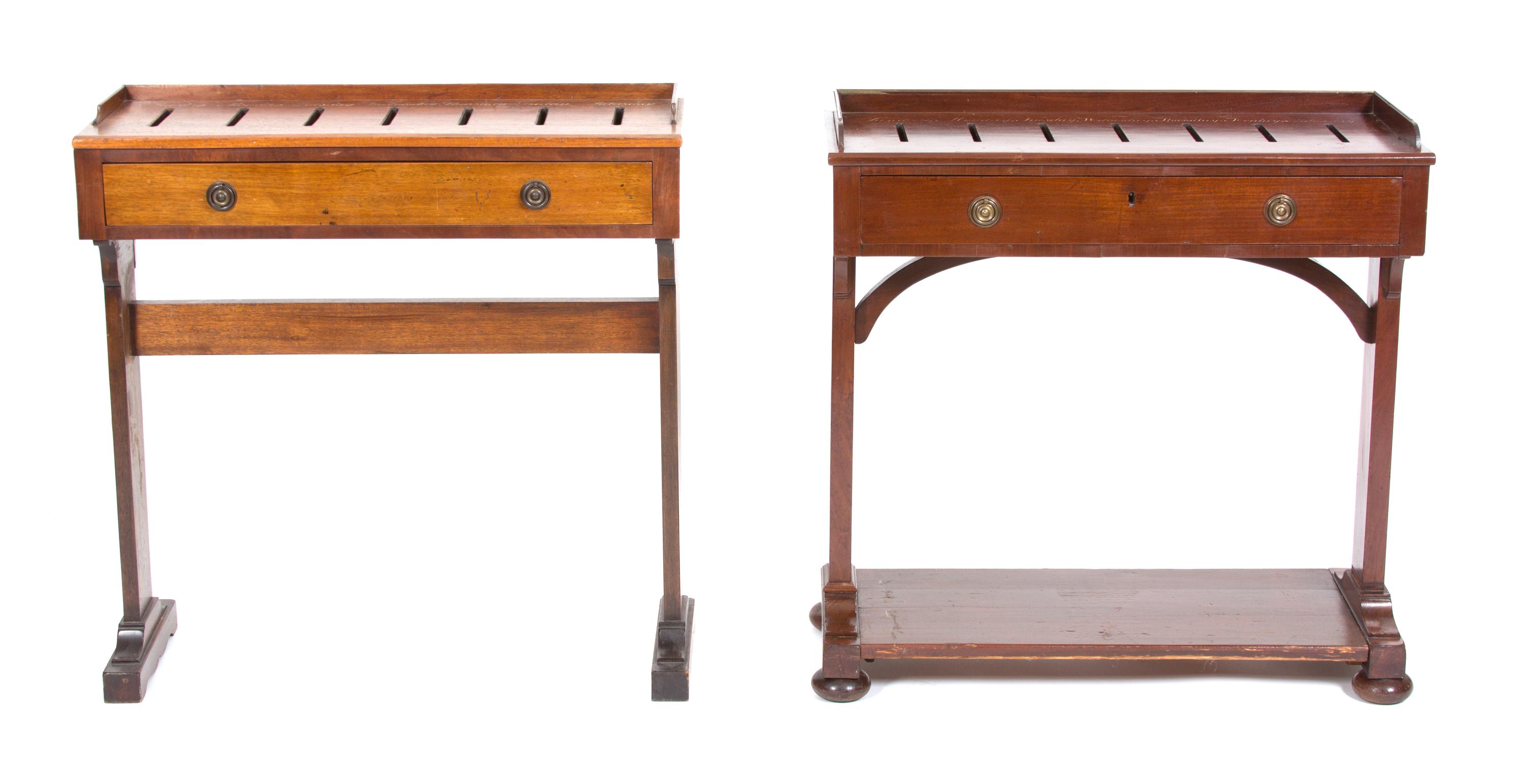 Two William IV Mahogany Receipt Tables Height 30 3/4 x width 30 x depth 12 inches. — 19TH CENTURY