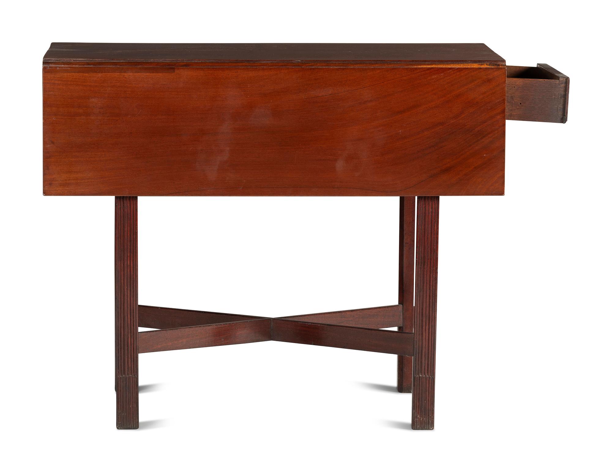 A Chippendale Figured Mahogany X-Form Stretcher Base Pembroke Table