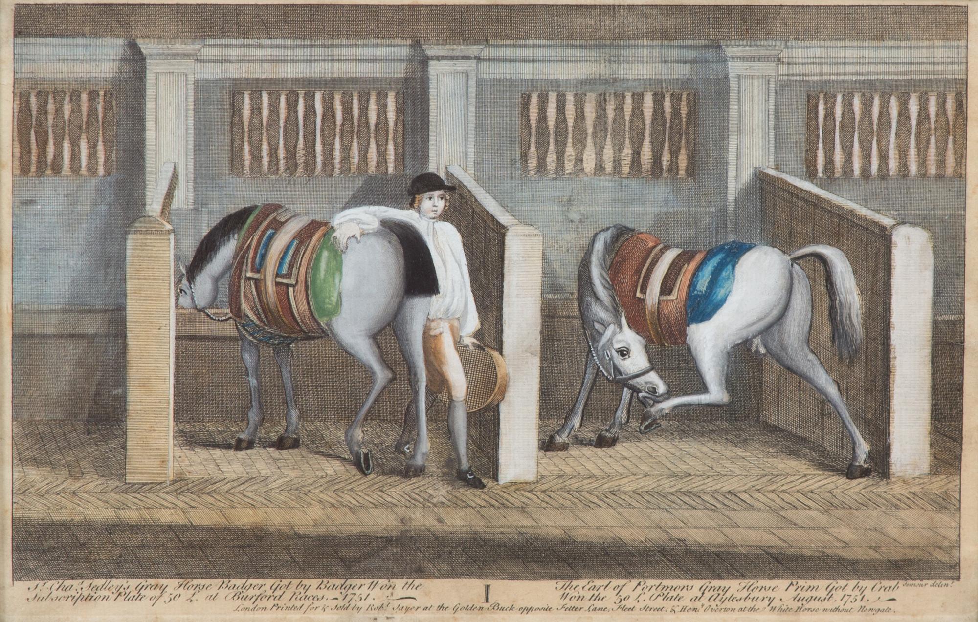 Robert SAYER, publisher Image 8 x 11 inches. — Sir Charles Sedley's Gray Horse Badger... and the Earl of Portmor's Gray Horse Prim