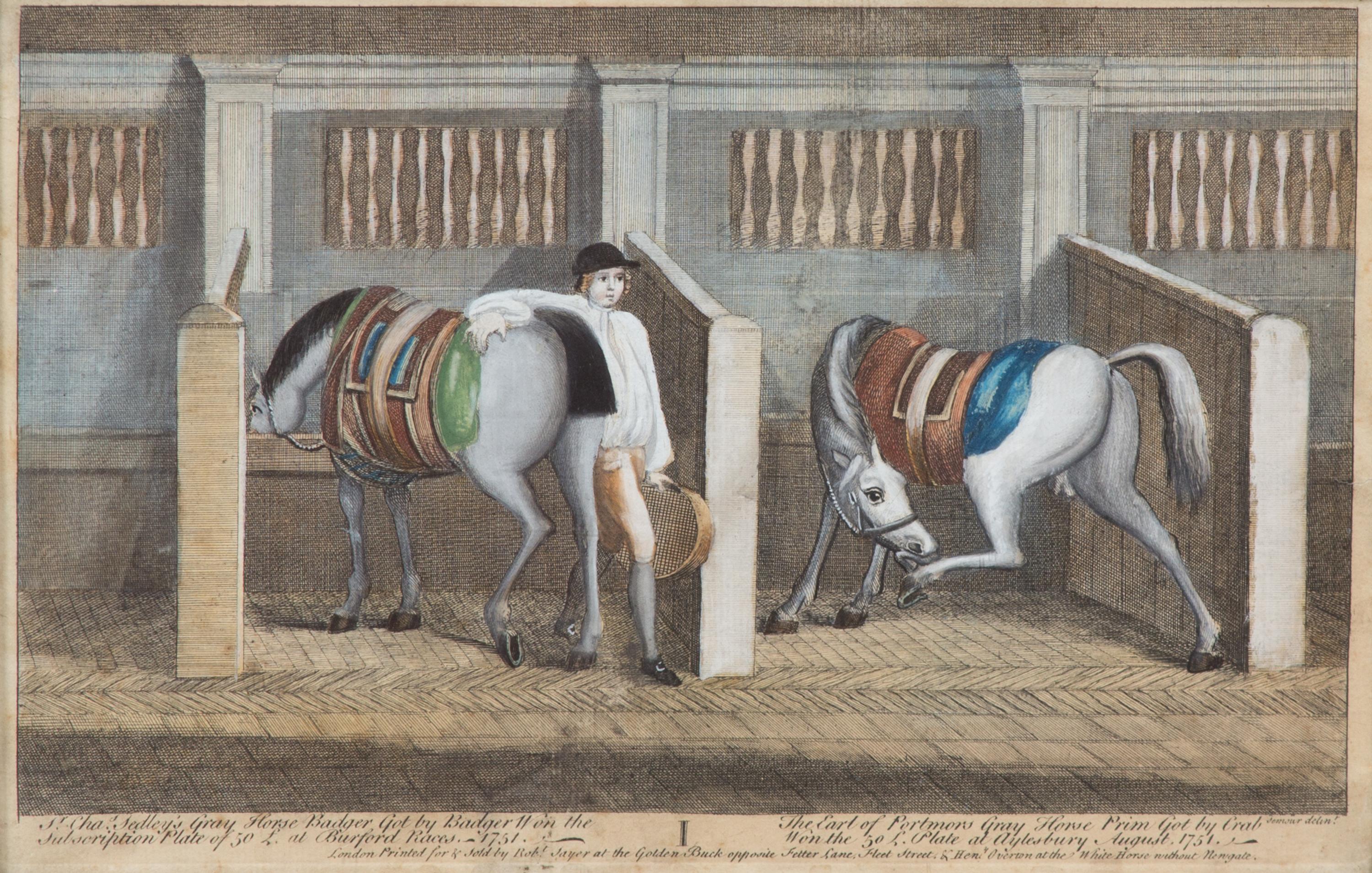Robert SAYER, publisher Image 8 x 11 inches. — Sir Charles Sedley's Gray Horse Badger... and the Earl of Portmor's Gray Horse Prim