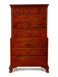 A George III Carved and Figured Mahogany Chest on Chest