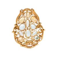 CITRINE, GLASS AND DIAMOND BROOCH