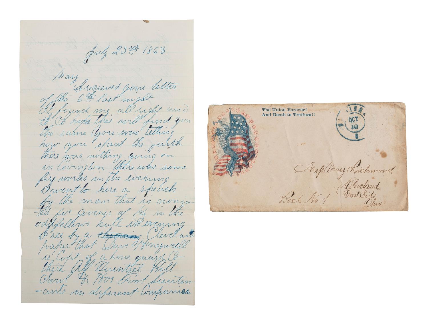 [CIVIL WAR]. Bible identified to CSA Private W.J. Bruce, 7th TN Infantry, found at the Battle of Resaca by Union Private J.A. Richmond, 103rd OH Infantry.