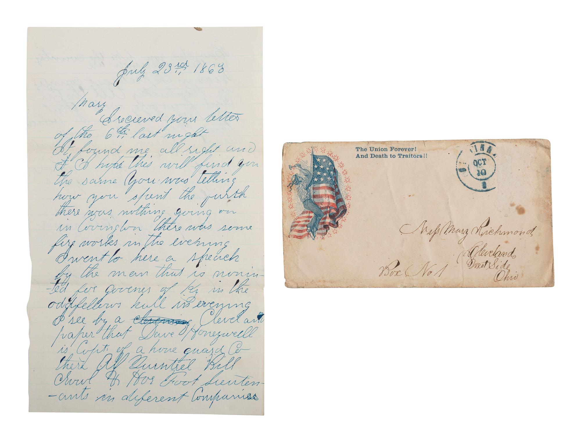 [CIVIL WAR]. Bible identified to CSA Private W.J. Bruce, 7th TN Infantry, found at the Battle of Resaca by Union Private J.A. Richmond, 103rd OH Infantry.