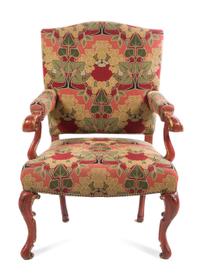 A Venetian Red Lacquered and Parcel Gilt Fauteuil Height 38 3/4 inches. — 19TH CENTURY