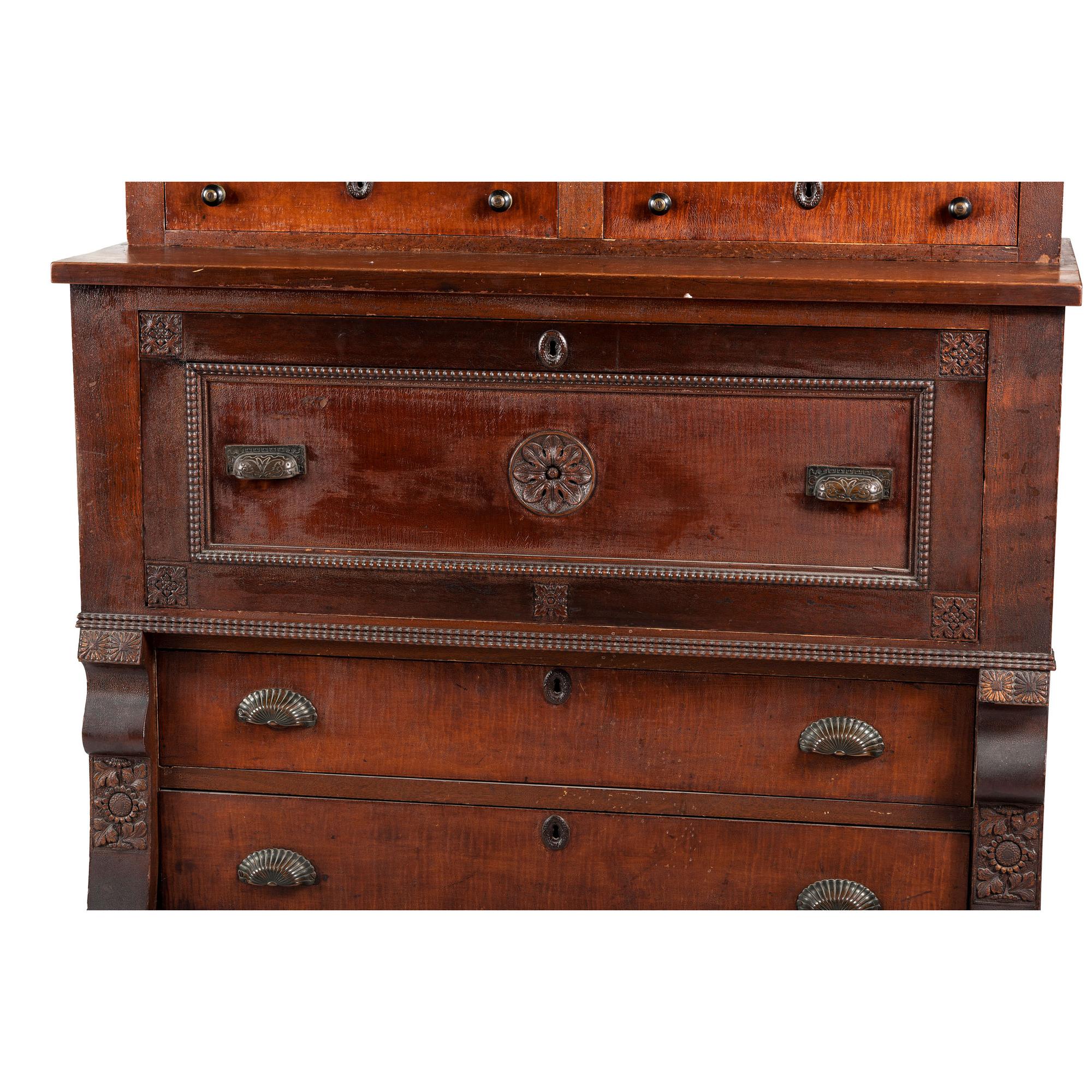 A Walnut and Curly Maple Desk and Bookcase by Jacob Werrey (1838-1893)