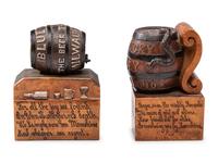 Two Prohibition Era 'John Barleycorn' Folk Art Carved Whiskey Barrels