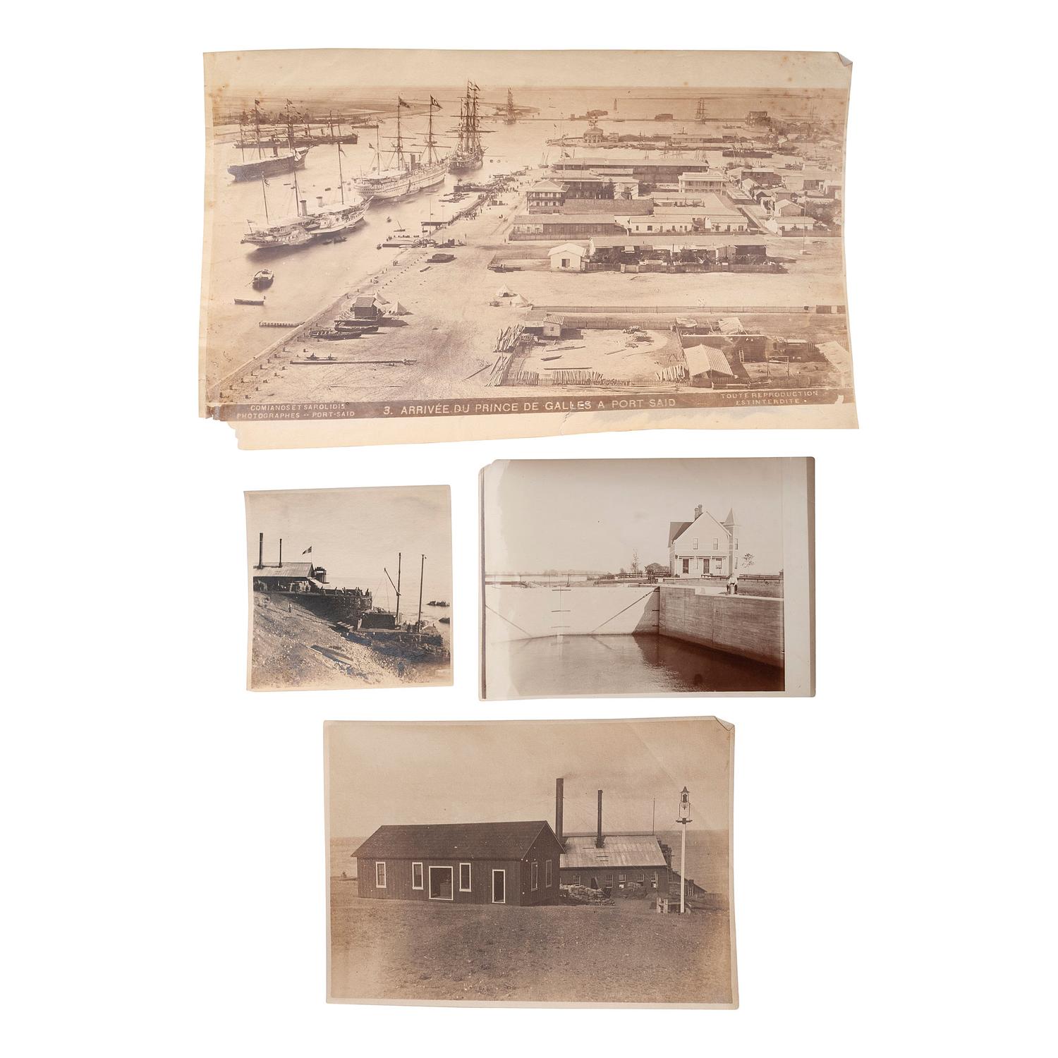 [EARLY PHOTOGRAPHY] -- [TRANSPORTATION]. A group of silver gelatin and albumen photographs of steamships, boats, and harbors, including the Bailey Gatzert on the Columbia River, comprising: