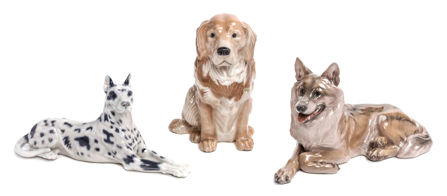 Three Royal Copenhagen Porcelain Figures Width of widest 9 1/4 inches. — 20TH CENTURY