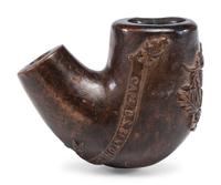 Captain George S. Benton, 5th Connecticut, KIA Chancellorsville. Folk art pipe carved at Stafford Court House, VA, 11 April 1863.