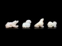 Four Chinese Pale Celadon Jade Carvings of Beasts