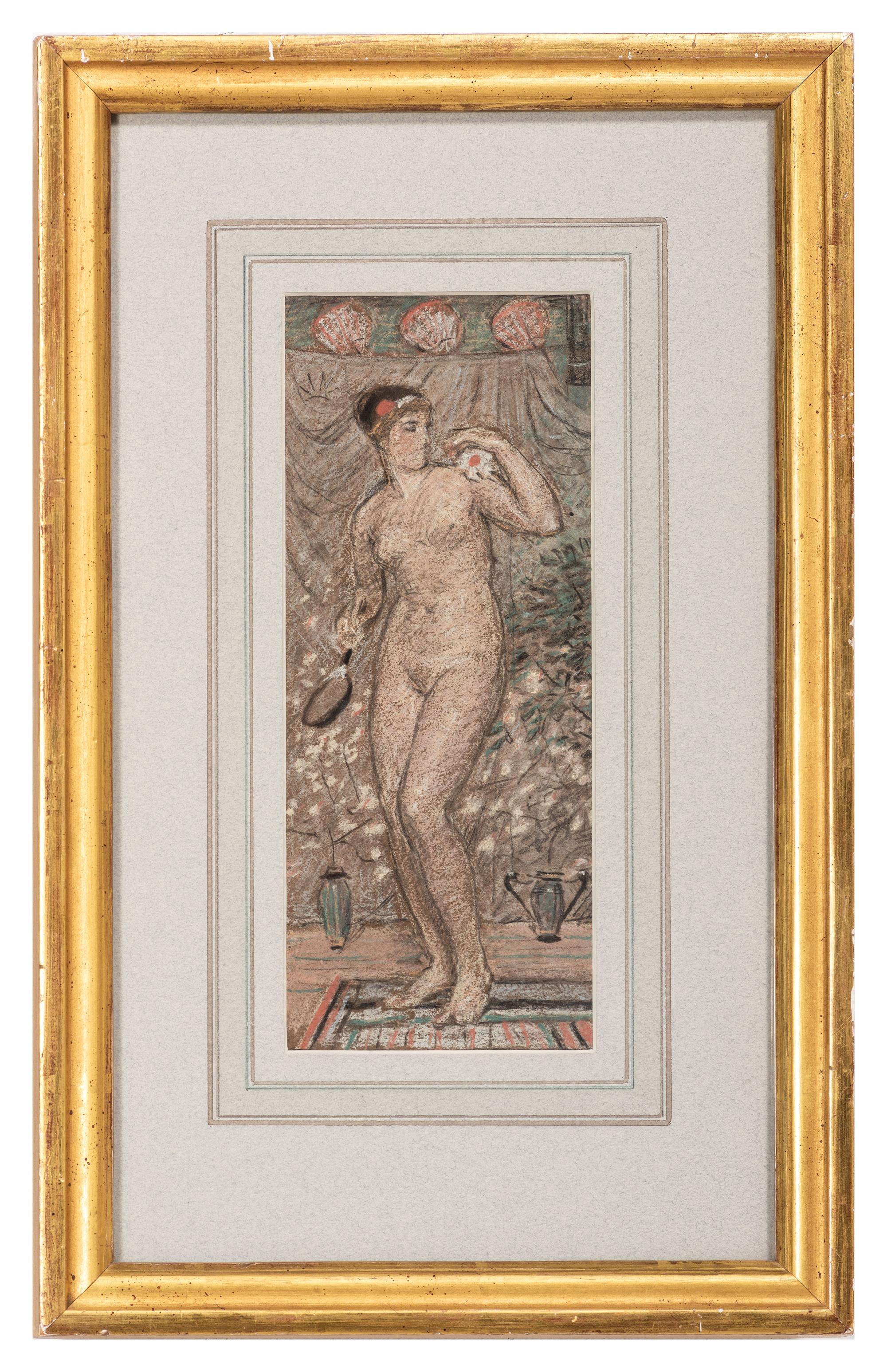 A Female Nude Study (a sketch for "Battledore") , 1868-70