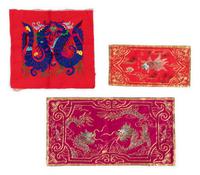 Four Chinese Embroidered Silk Panels