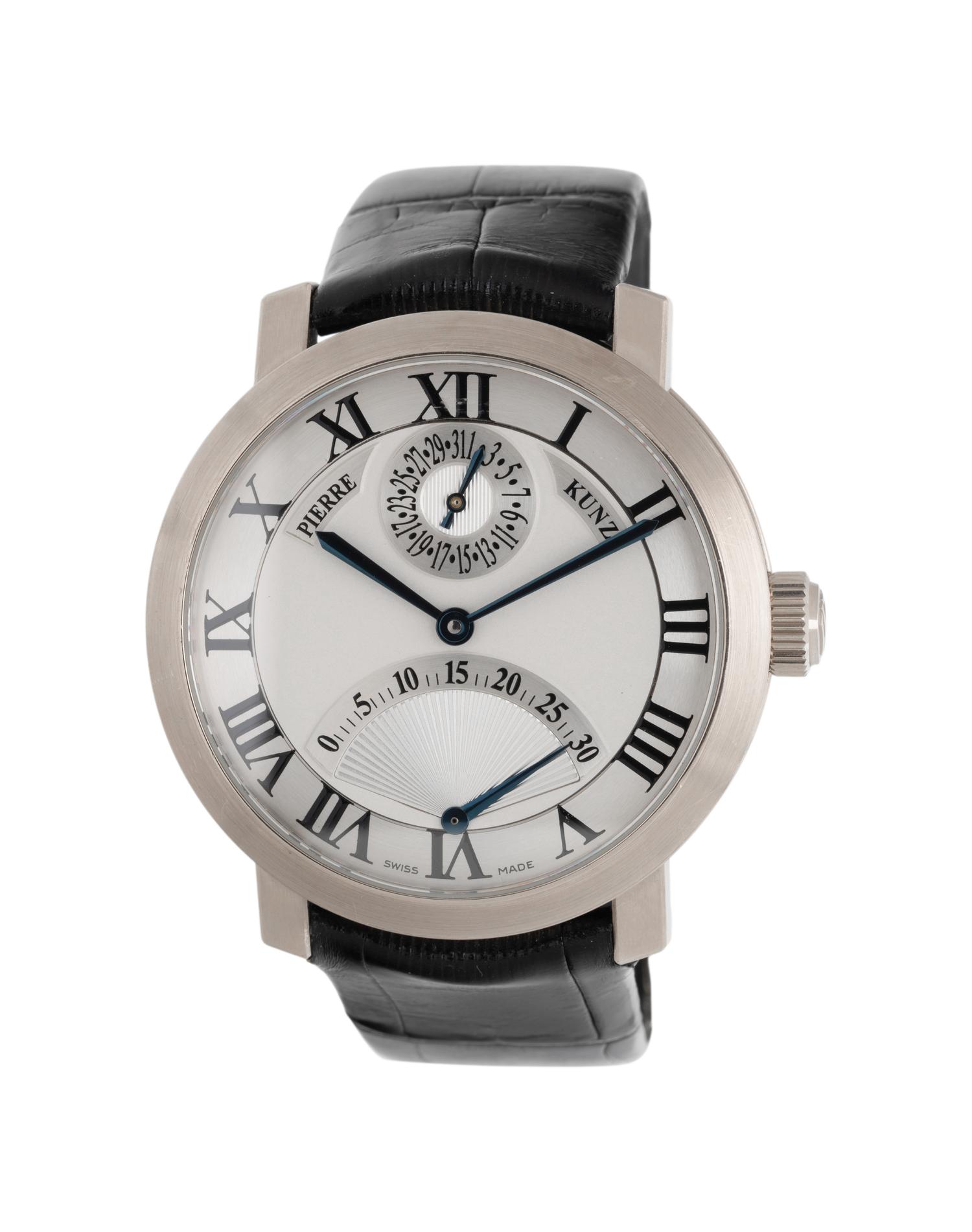 PIERRE KUNZ, REF. PKA 006 18K WHITE GOLD 'SPIRIT OF CHALLENGE' RETROGRADE SECONDS DATE WATCH