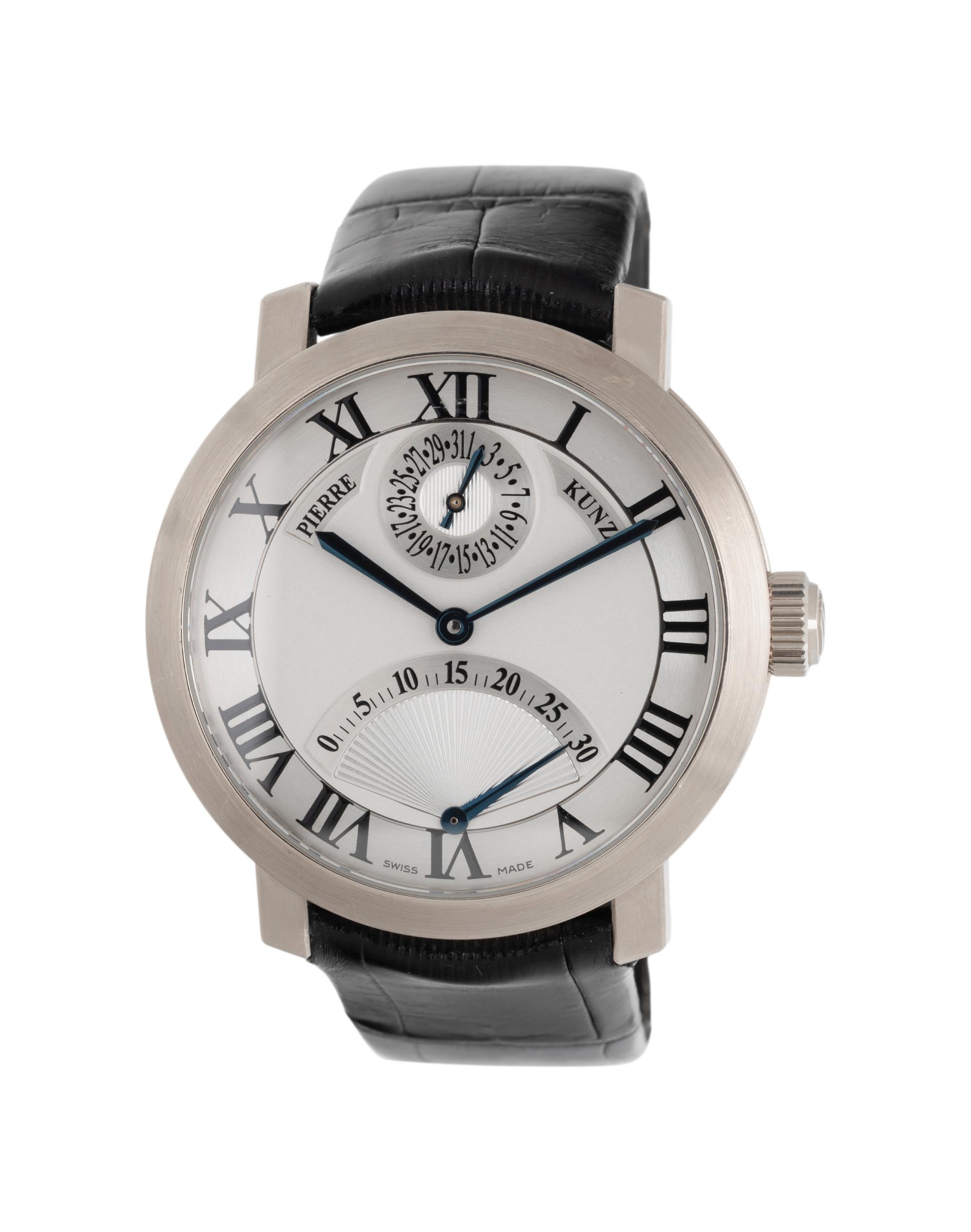 PIERRE KUNZ, REF. PKA 006 18K WHITE GOLD 'SPIRIT OF CHALLENGE' RETROGRADE SECONDS DATE WATCH