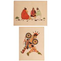 [VISIUAL ARTS IN OHIO AND SOUTHWEST]. A group of 8 items related to visual arts, highlighted by exhibition catalogs and Native American prints, comprising: