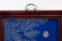 A Set of Four Chinese Export Porcelain Plaques in Hardwood Frames