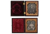 [EARLY PHOTOGRAPHY - PORTRAITURE]. A pair of daguerreotype portraits of mixed race subjects.