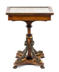 A Regency Painted and Parcel Gilt Side Table Height 30 x width 23 3/4 x depth 15 inches. — 19TH CENTURY