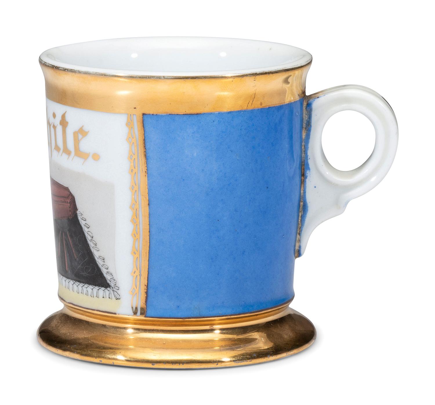 A Coffin Maker or Undertaker's Porcelain Occupational Shaving Mug